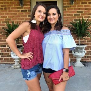 Red white and blue of the shoulder top